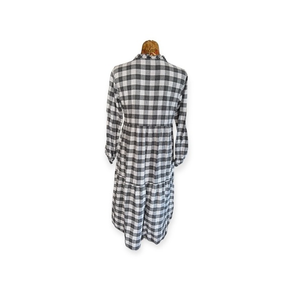 La Camicia maxi plaid dress Sz 44  US large black white long sleeve cott… - Picture 4 of 8